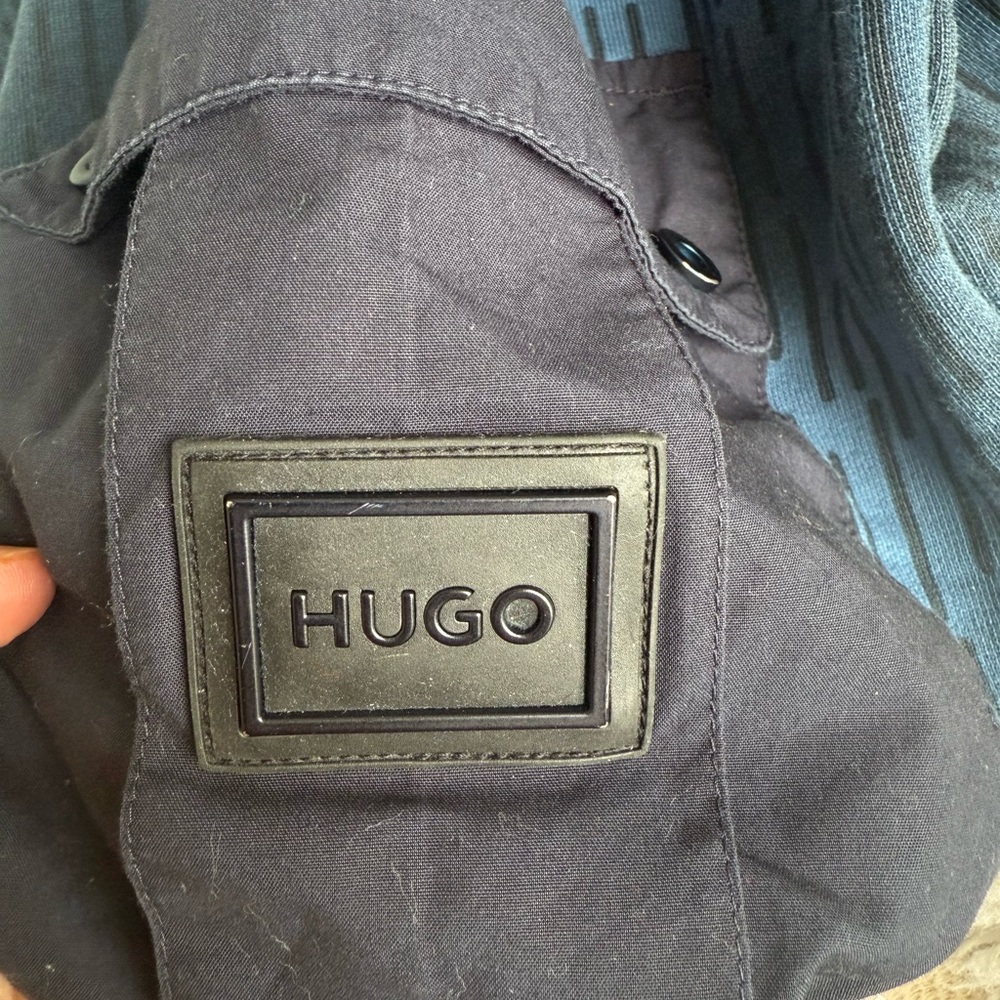 Hugo Blue Hooded Sweatshirt with Front Pockets - Picture 9 of 10